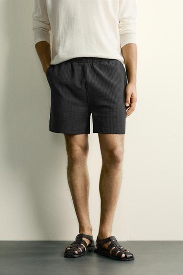 BERMUDA REGULAR FIT SEERSUCKER CONFORT - Gris anthracite de Zara