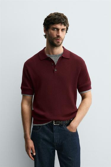 PURL KNIT POLO SHIRT - Burgundy by Zara