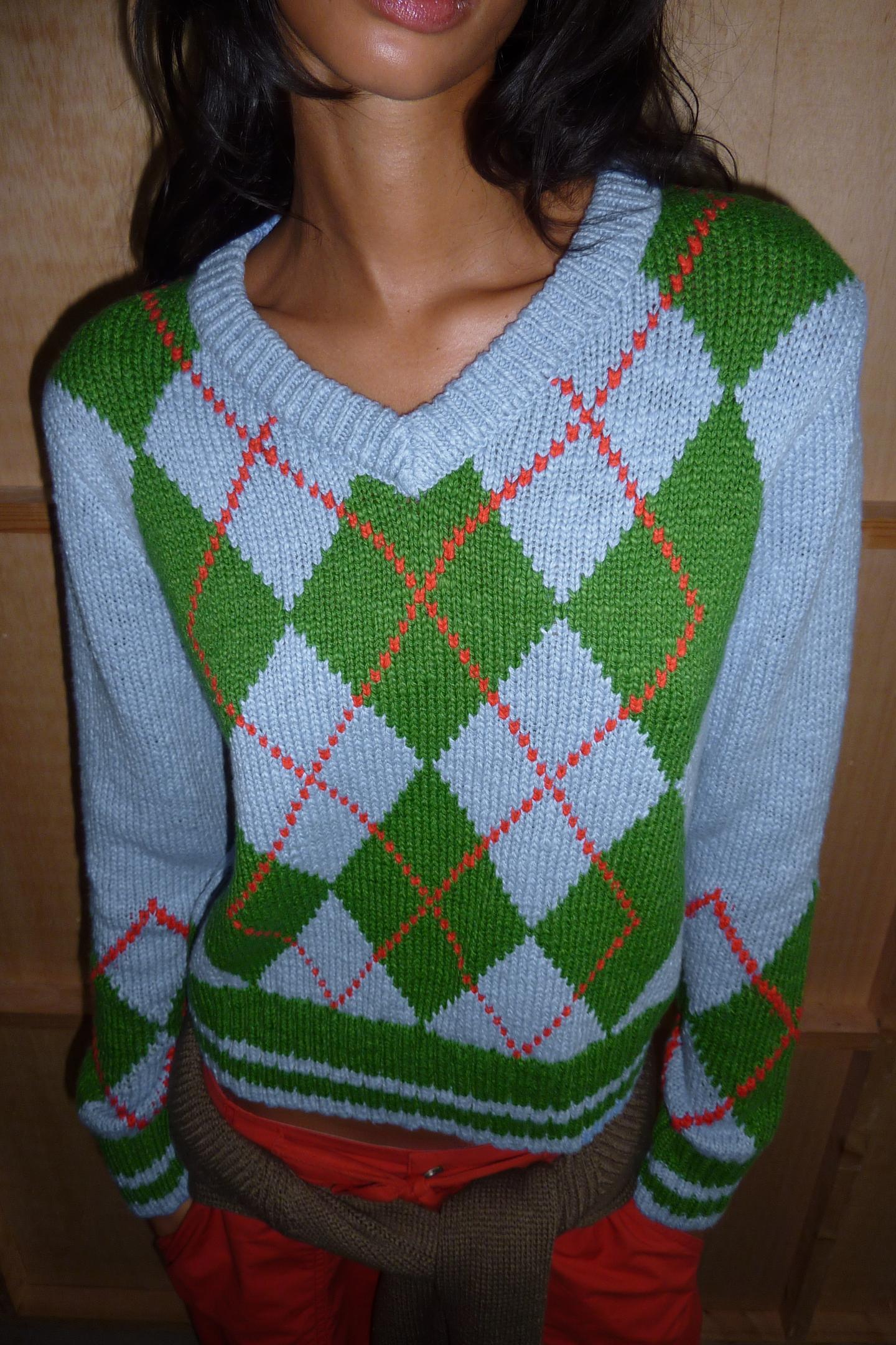 Женский свитер Zara Argyle Knit, цвет: Разноцветный — фото 4