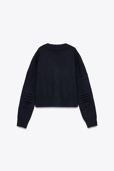 PLAIN KNIT CARDIGAN WITH GOLD BUTTONS - Navy blue by Zara - Image 3