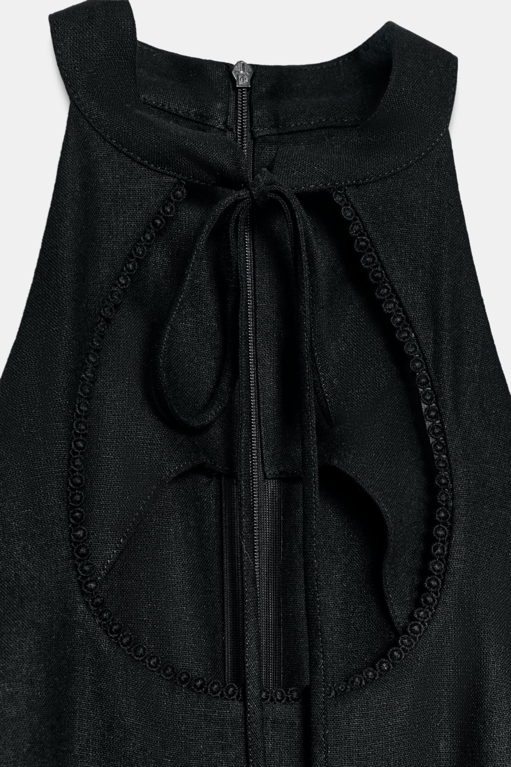 LINEN BLEND WIDE-LEG HALTER JUMPSUIT