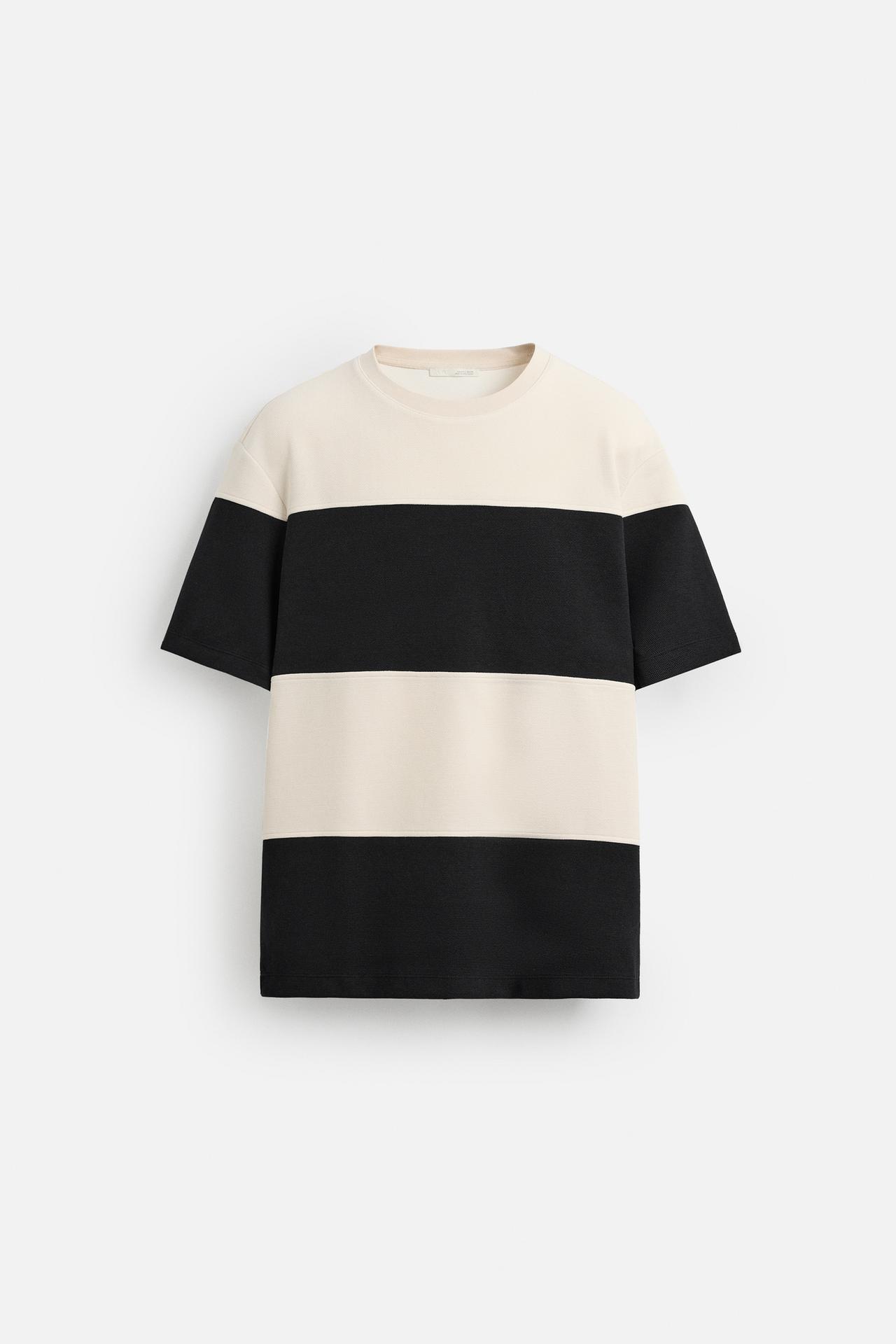COMPACT PIQUÉ T-SHIRT - White / Navy by Zara