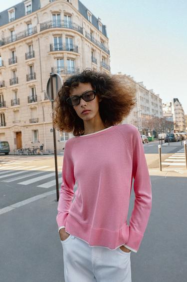 PULL EN MAILLE DOUBLE - Rose de Zara