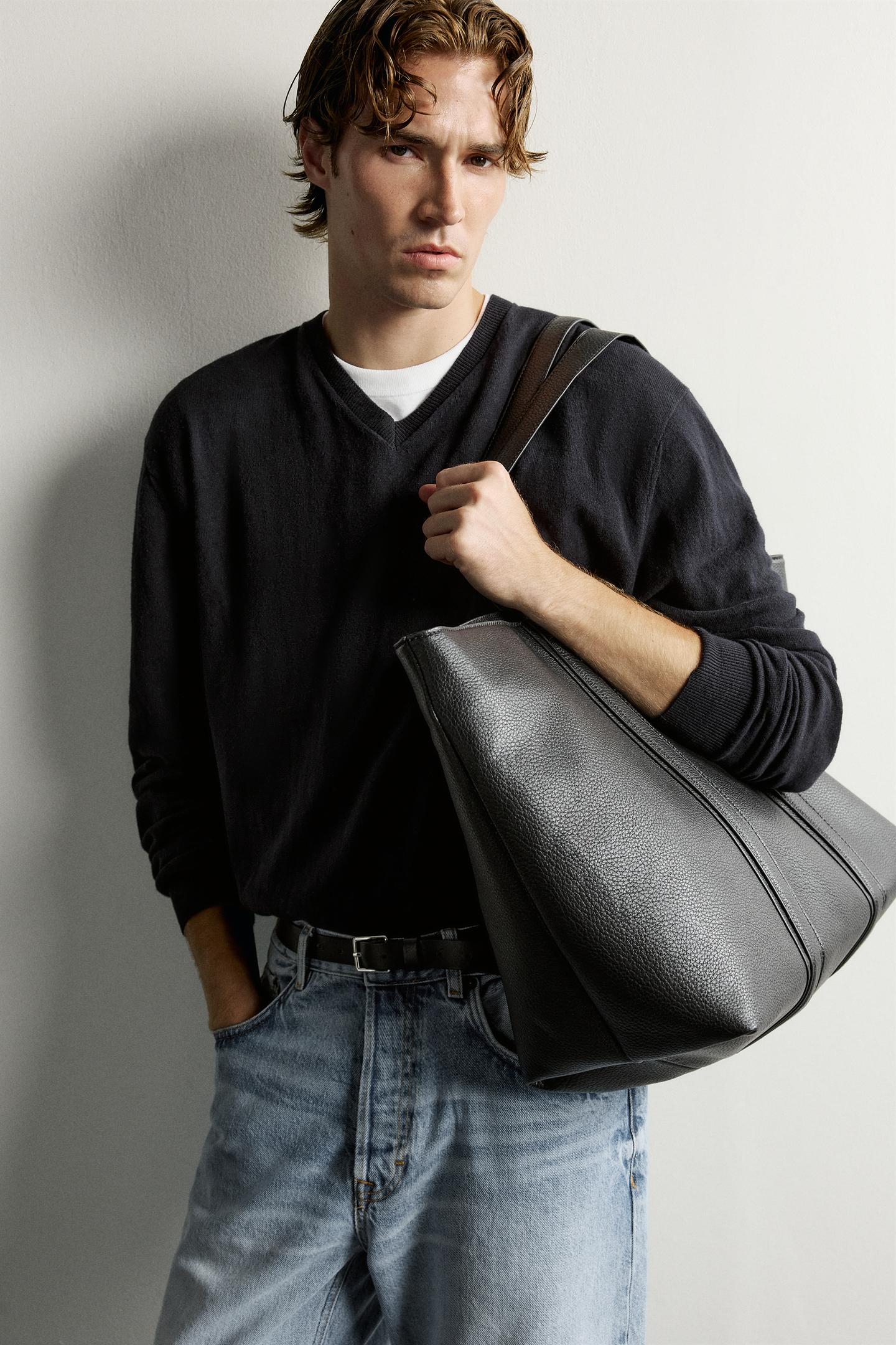 Мужская сумка Zara XL Shopper, цвет: Чёрный — фото 1