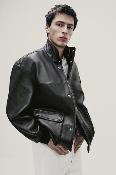 RELAXED FIT LEATHER BLAZER - Brandy by Zara