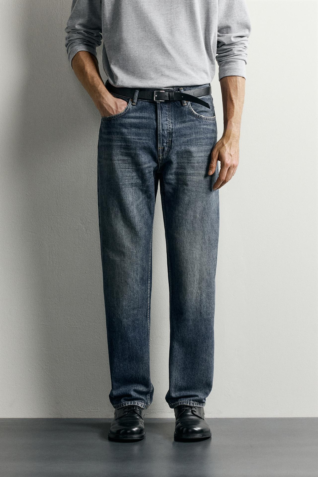 STRAIGHT-FIT JEANS — Blue