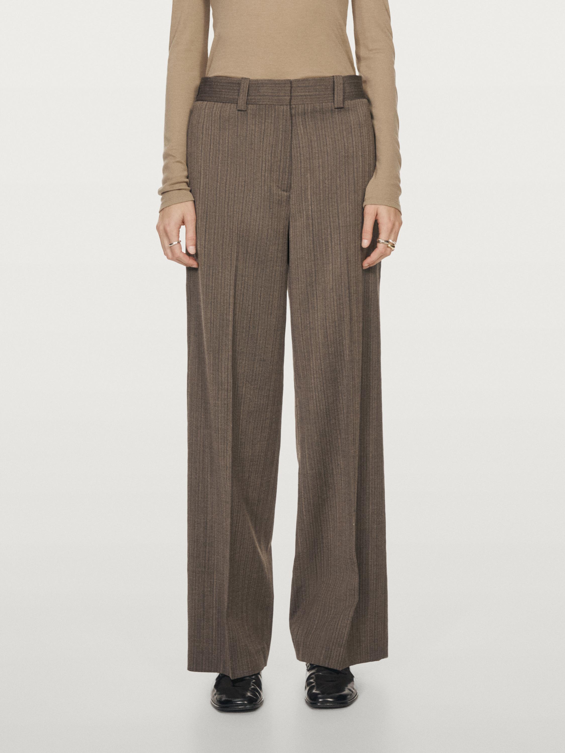 100% wool straight-leg herringbone trousers