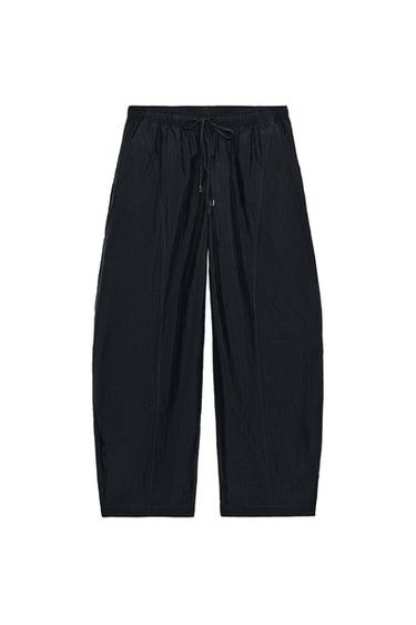 Zara ELASTIC WAIST BARREL PANTS - Dark gray