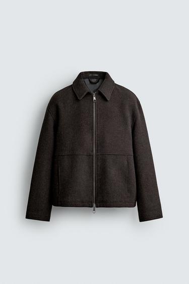 Zara WOOL BLEND REGULAR FIT JACKET - Brown