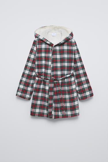 ХАЛАТ ИЗ ФЛАНЕЛИ В КЛЕТКУ — ЭКРЮ от Zara — изображение 0