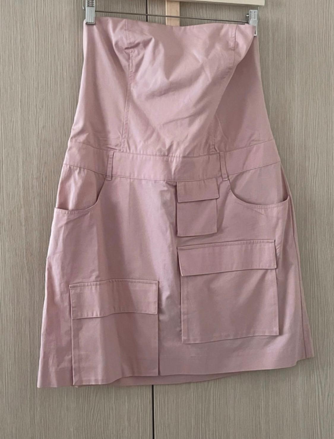 GABARDINE FABRIC STRAPLESS DRESS - Image 5