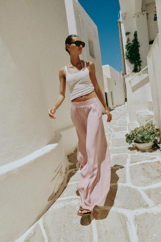 WIDE FLOWING TROUSERS - Pink by Zara - Image 0