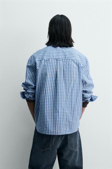 RELAXED FIT CHECK SHIRT - Blue by Zara - Image 2