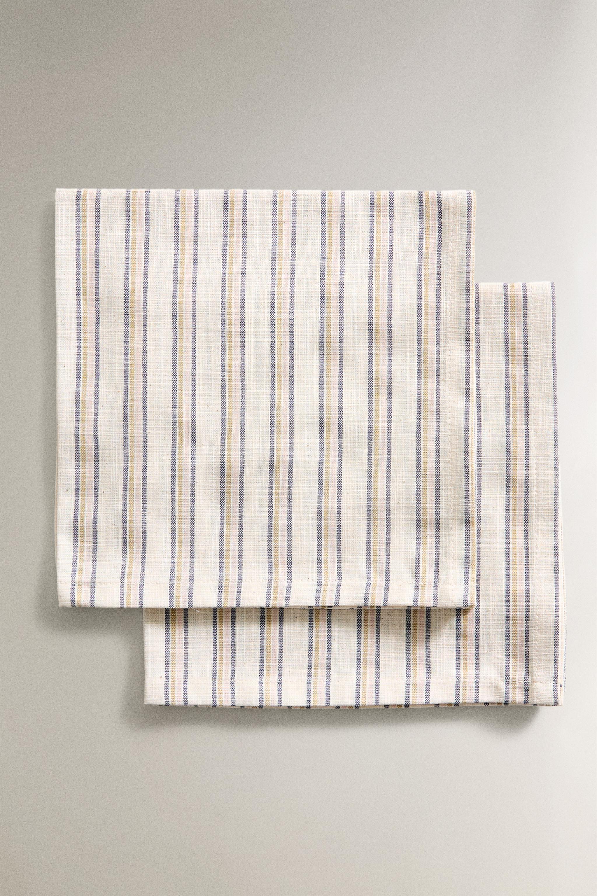 SET OF DYED THREAD STRIPED NAPKINS (PACK OF 2)