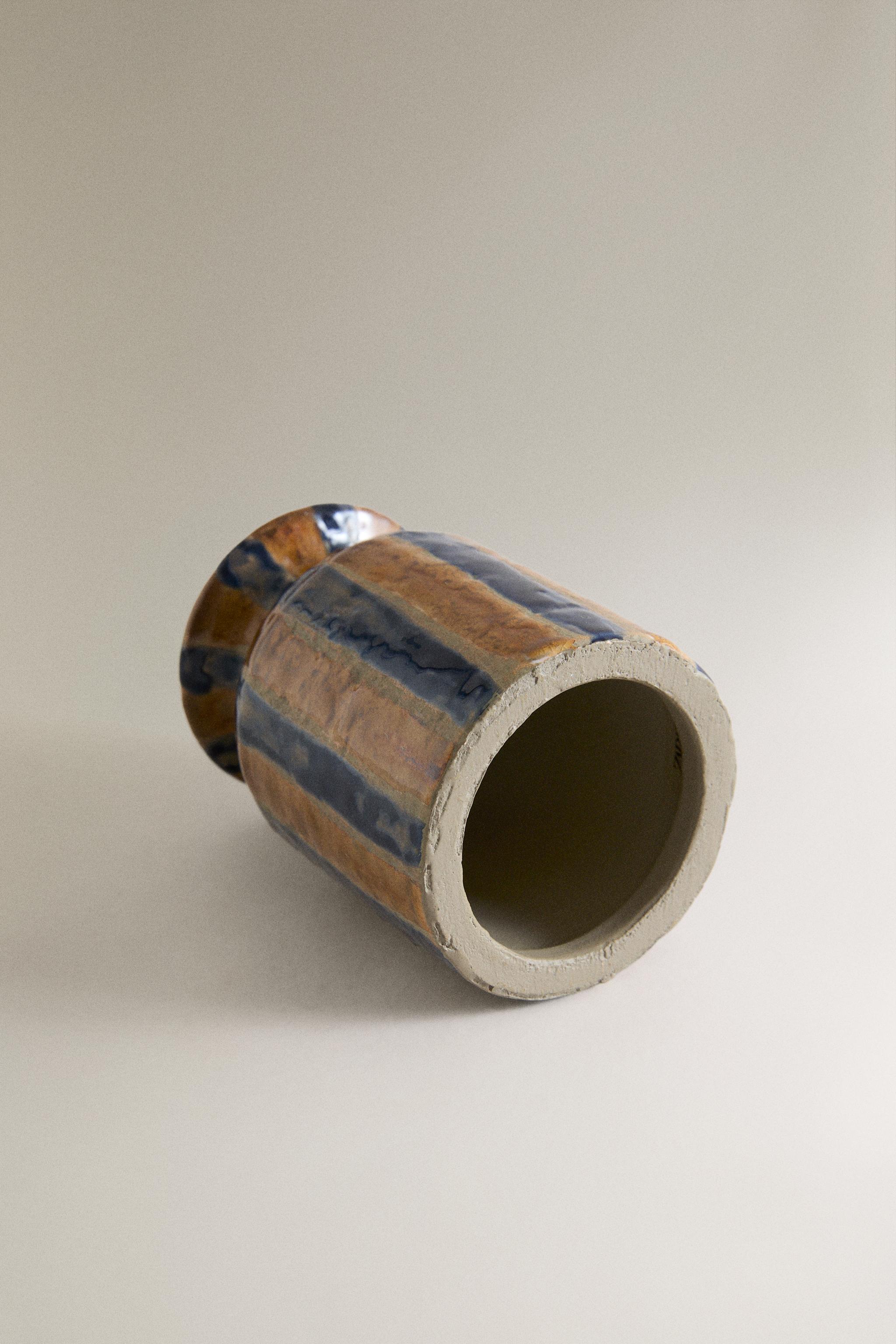 CACHE-POT EN CÉRAMIQUE POUR DIFFUSEUR À RAYURES