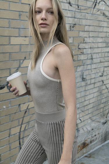 BODY HALTER RIB - Écru / Noir de Zara - Image 0