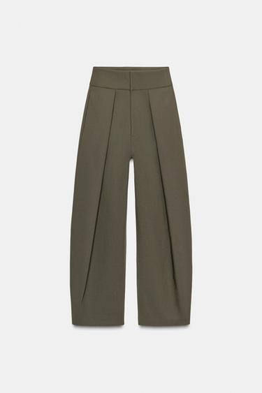 BALLOON TROUSERS WITH PLEATS - Dark khaki by Zara - Image 0