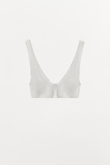 BRALETTE POINTELLE MET SATIJNEN STRIK - Wit van Zara