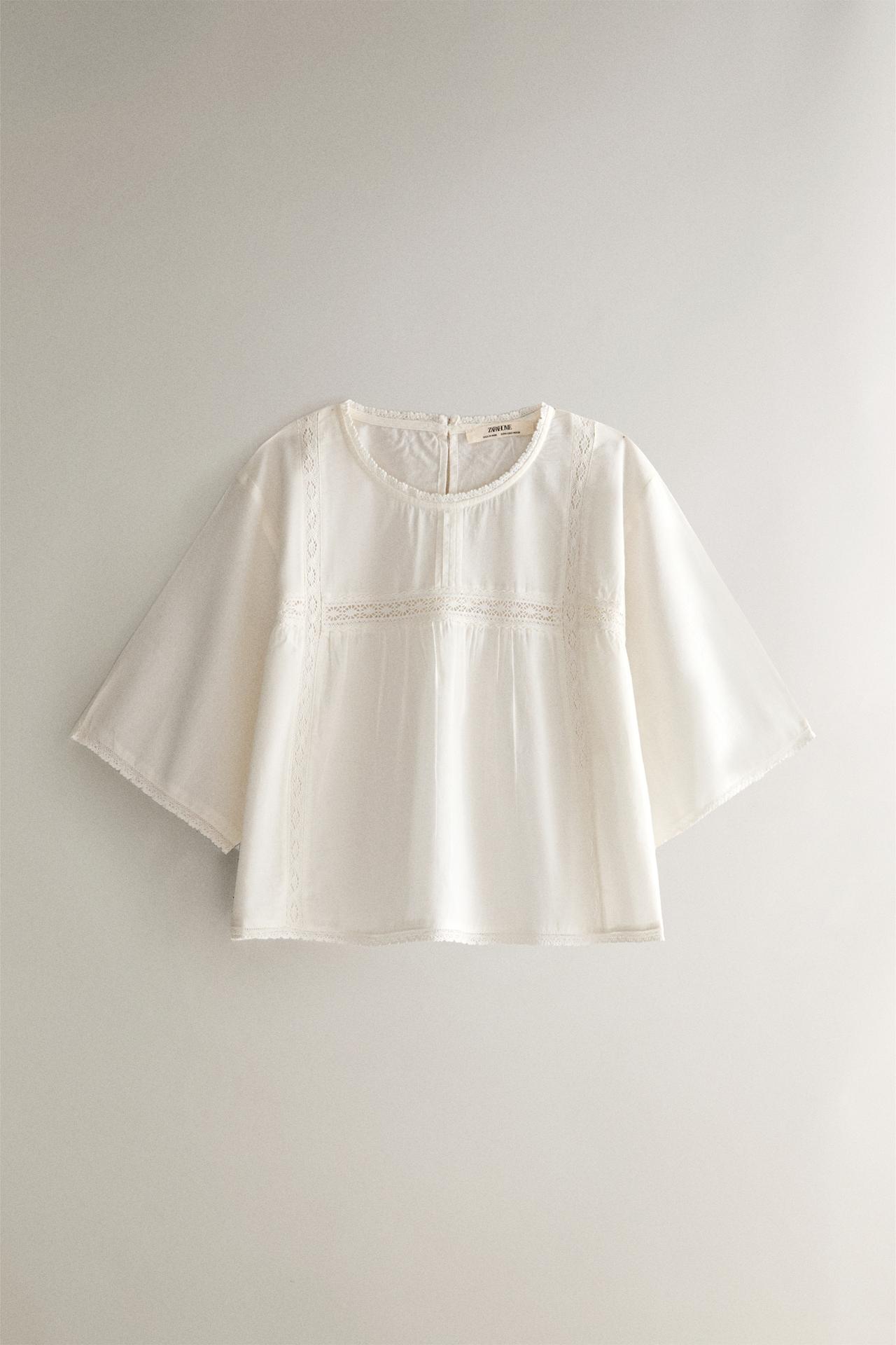 LACE CROP TOP — Ecru
