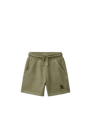EMBROIDERED GARMENT DYED PLUSH BERMUDA SHORTS - Khaki by Zara