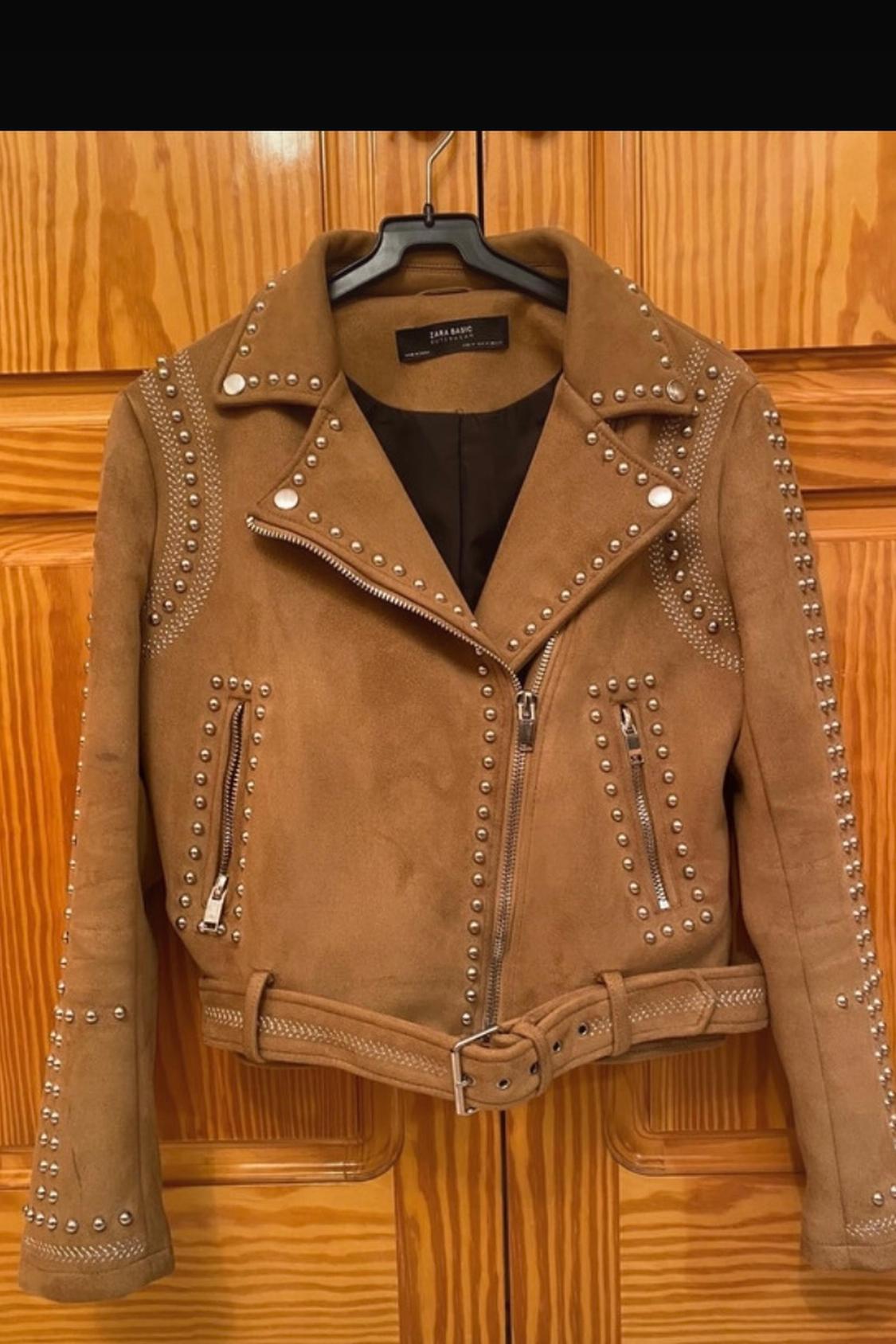 STUDDED FAUX SUEDE JACKET