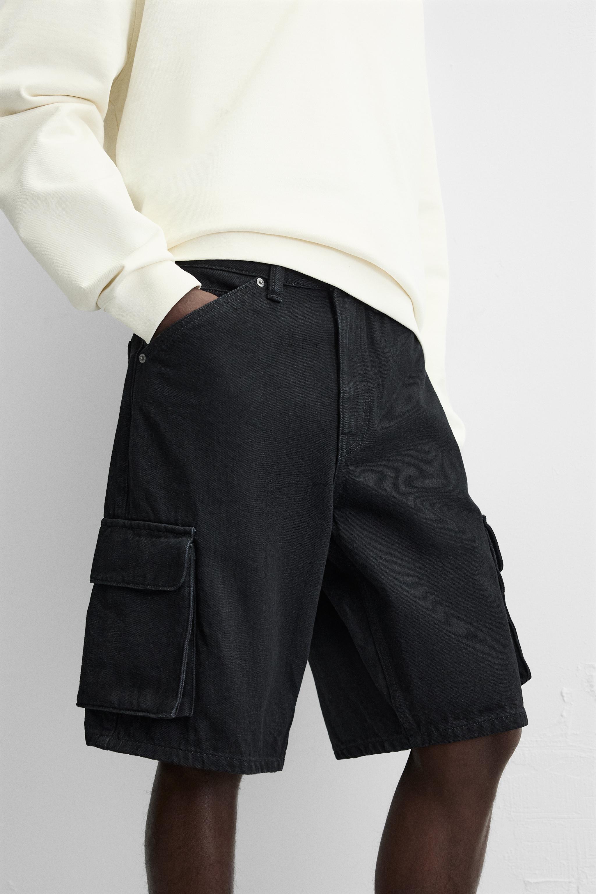 DENIM CARGO SHORTS - Black | ZARA United States