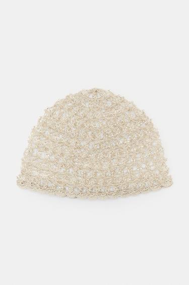 CROCHET BEADED SKULLCAP - Ecru by Zara