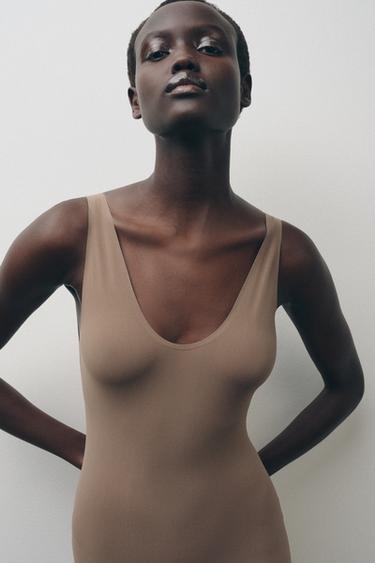 POLYAMIDE PLAYSUIT - Brown / Taupe by Zara - Image 1