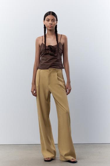 PLEATED TROUSERS - Light camel by Zara - Image 0