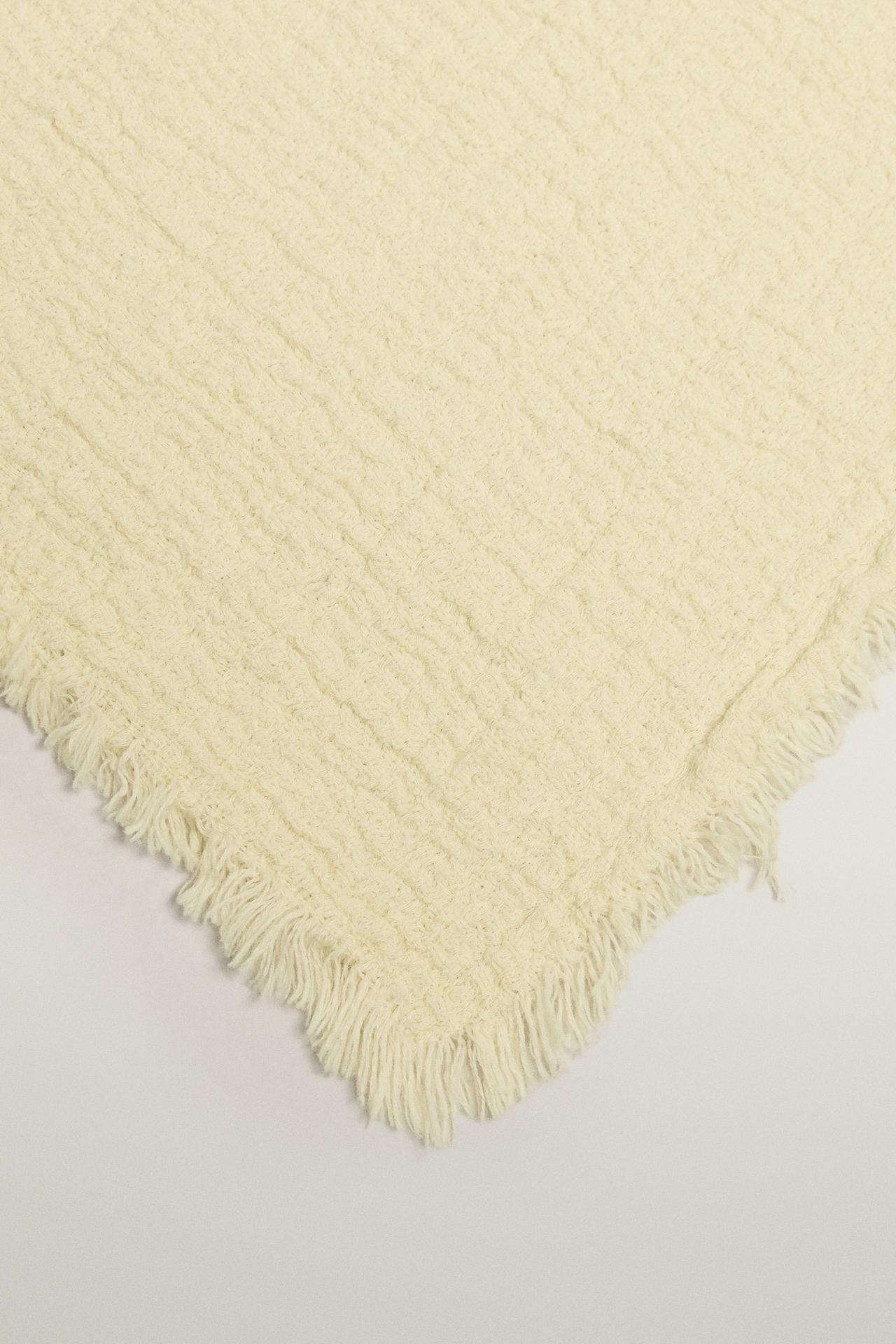 COTTON BLANKET WITH FRINGING — Yellow