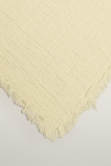 COTTON BLANKET WITH FRINGING — Yellow 2