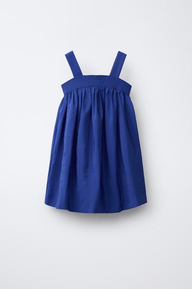 POPLIN DRESS WITH PLEATS - Bluish by Zara
