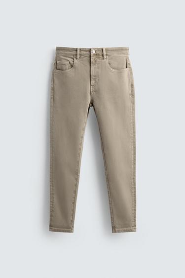 Zara SKINNY CROPPED FIT JEANS - Beige