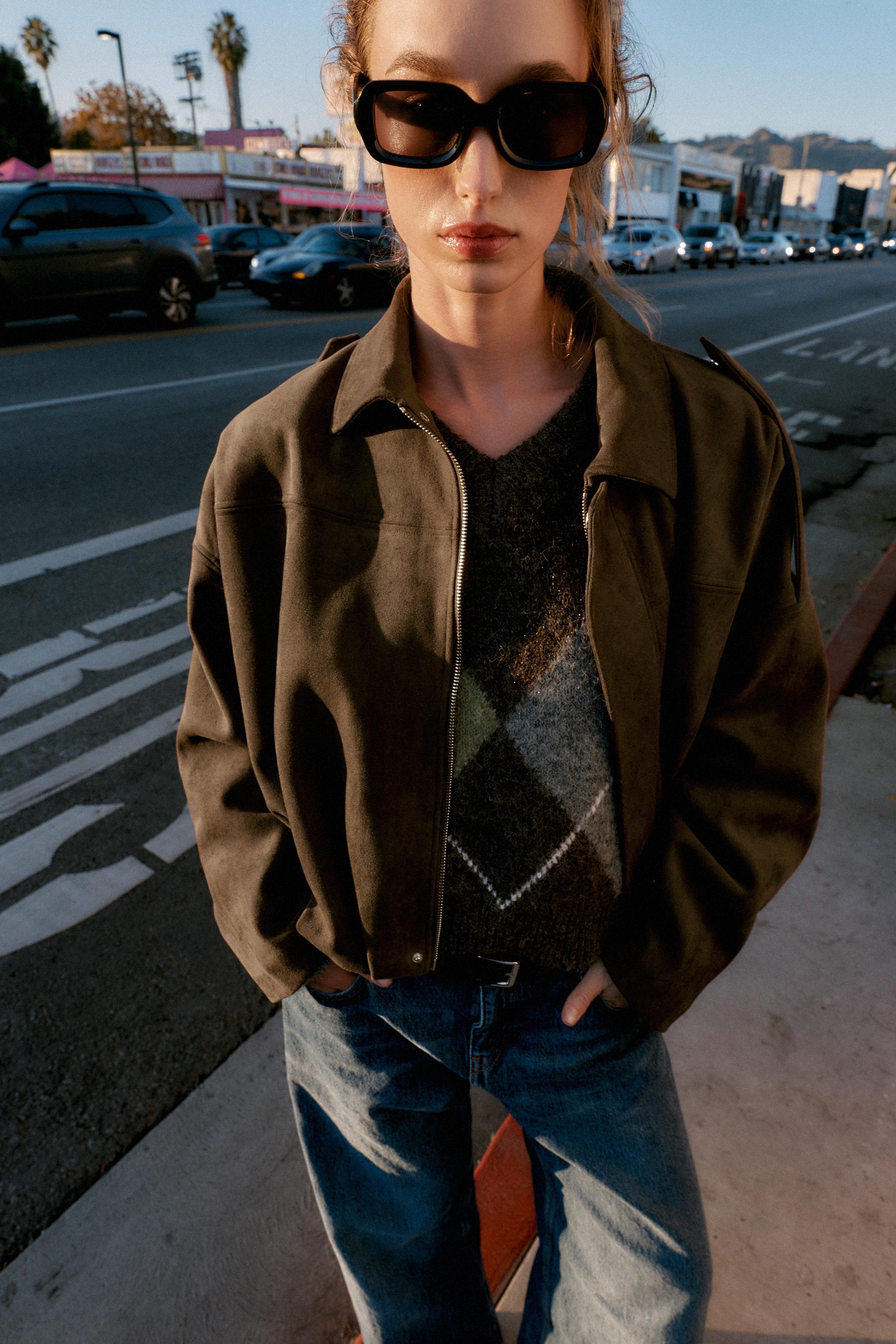 SUEDE EFFECT BOMBER JACKET