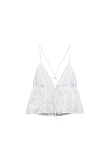 EMBROIDERED TOP WITH CUTWORK AND STRAPS