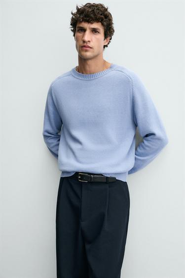 PULL EN COTON - CACHEMIRE - Bleu roi de Zara - Image 5