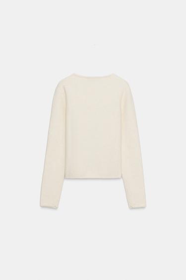 PULL EN MAILLE SOFT À NERVURE - Blanc cassé de Zara - Image 4