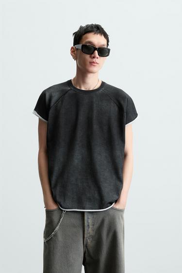 CAMISETA PUNTO LAVADO - Gris antracita de Zara