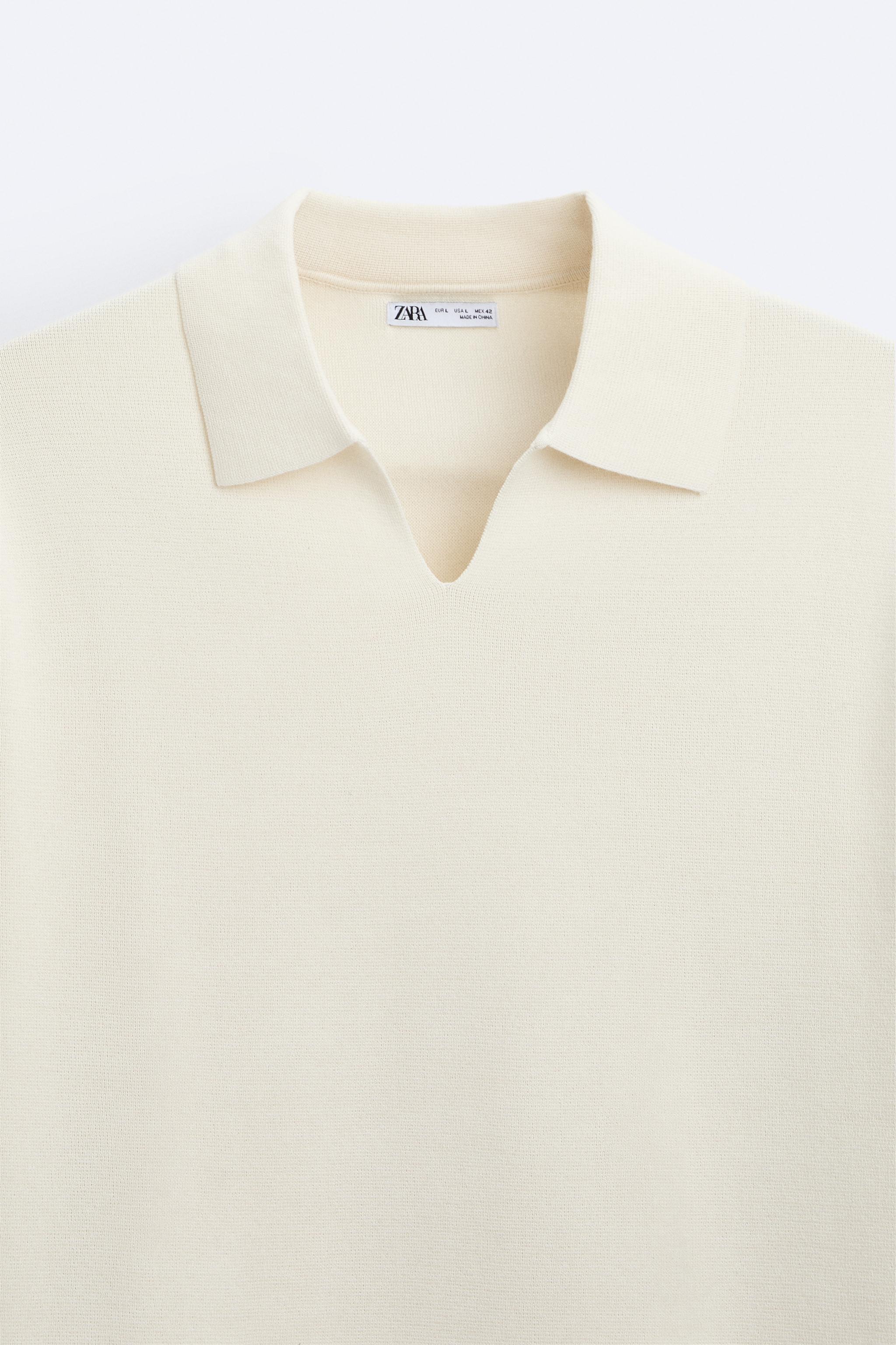 SPLIT KNIT POLO - Oyster-white | ZARA Canada