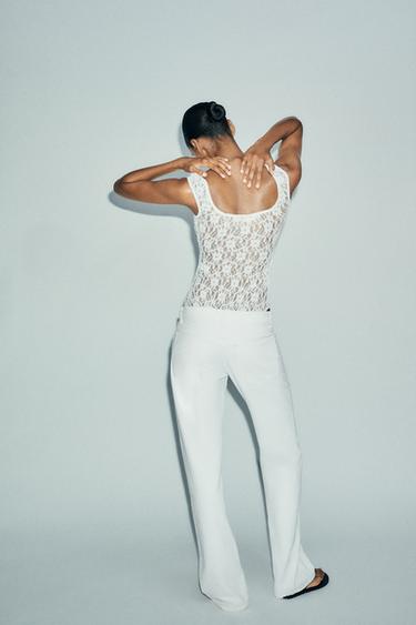 LACE BODYSUIT - Oyster-white by Zara - Image 5