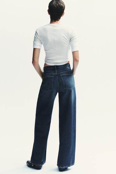 JEAN TRF WIDE LEG TAILLE HAUTE CROISÉE - Bleu marine de Zara - Image 6