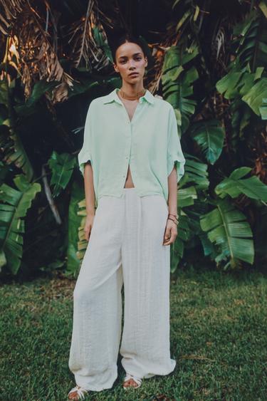 CAMISA GLOBO - Menta de Zara