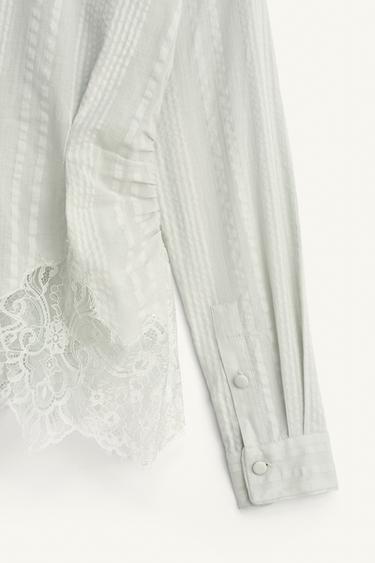 LIMITED EDITION LACE SHIRT WITH TIES - Sea green by Zara - Image 9