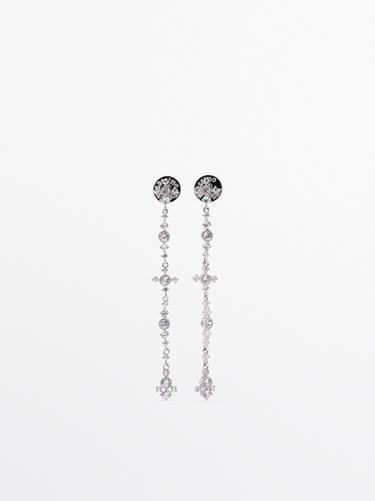 Zara Rhinestone dangle earrings - Silver