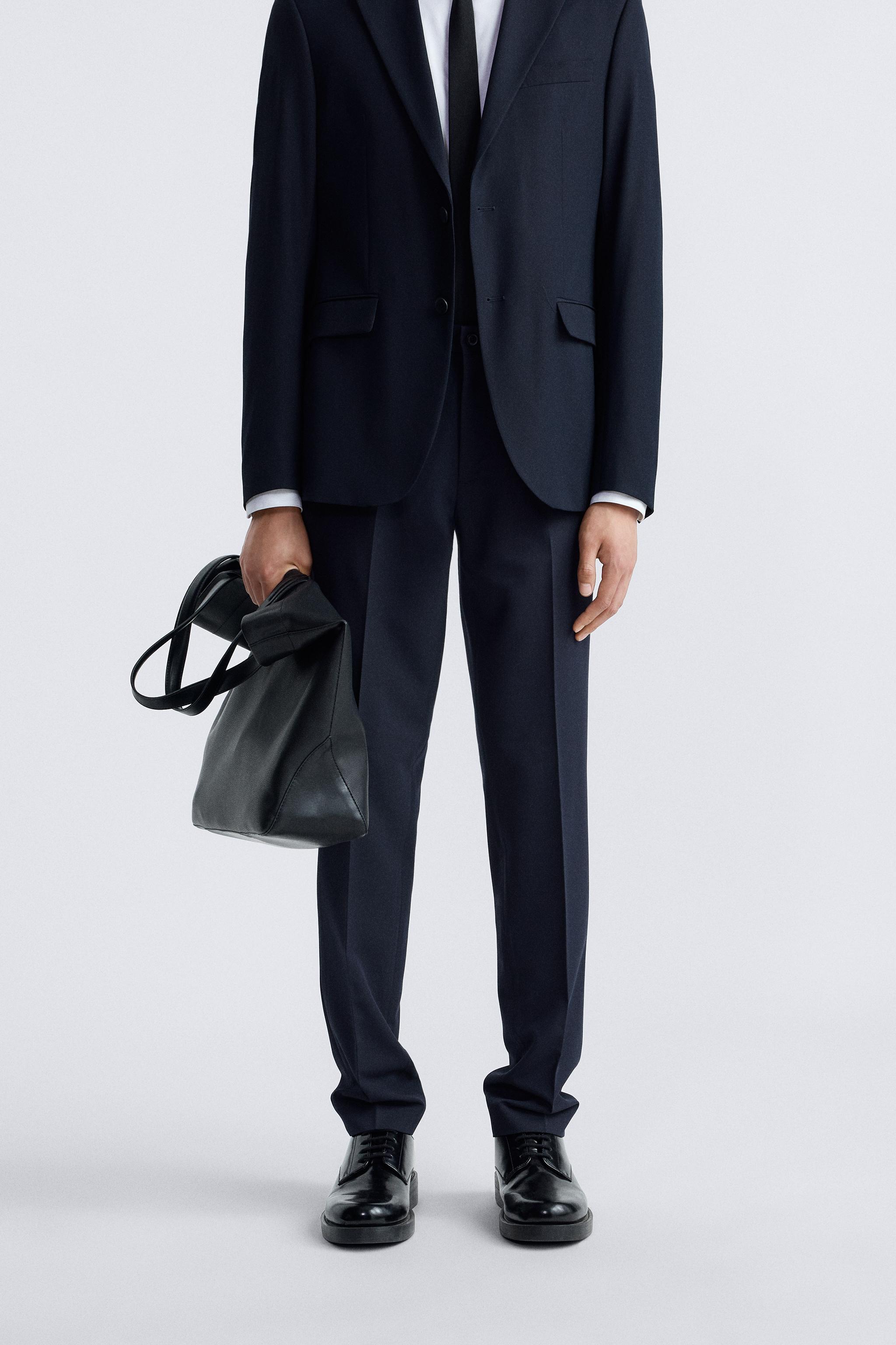 SLIM FIT SUIT PANTS - Navy blue | ZARA United States