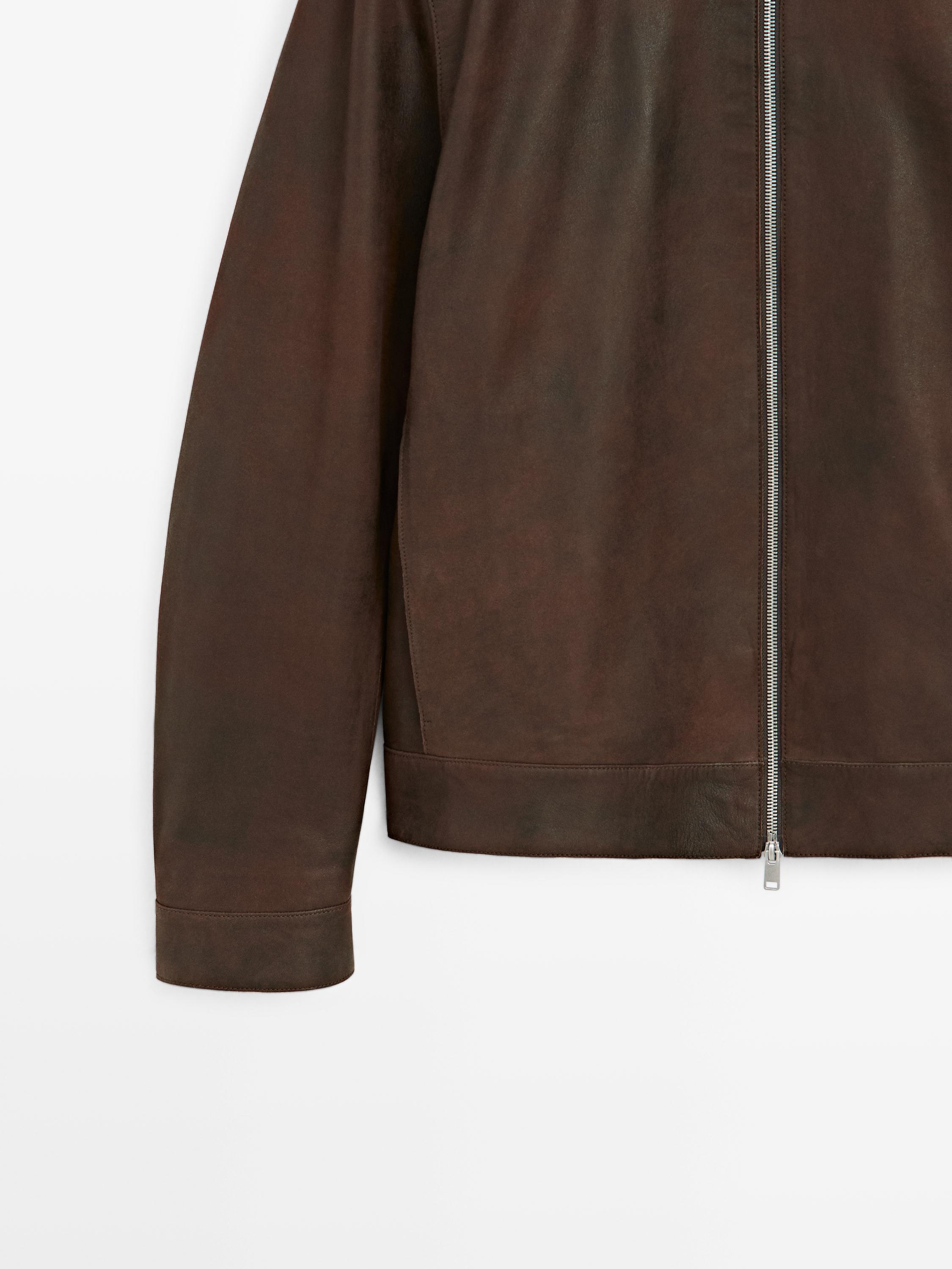 Napped suede leather jacket