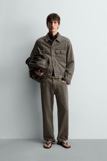 جينز بقصّة مستقيمة - أخضر رمادي الخاص بـ Zara