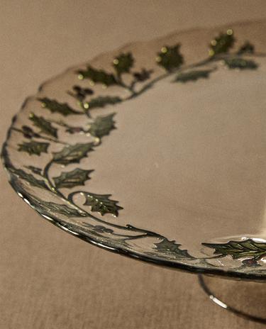 PLAT À TARTES EN VERRE FEUILLE DE HOUX NOËL - 990 de Zara - Image 4