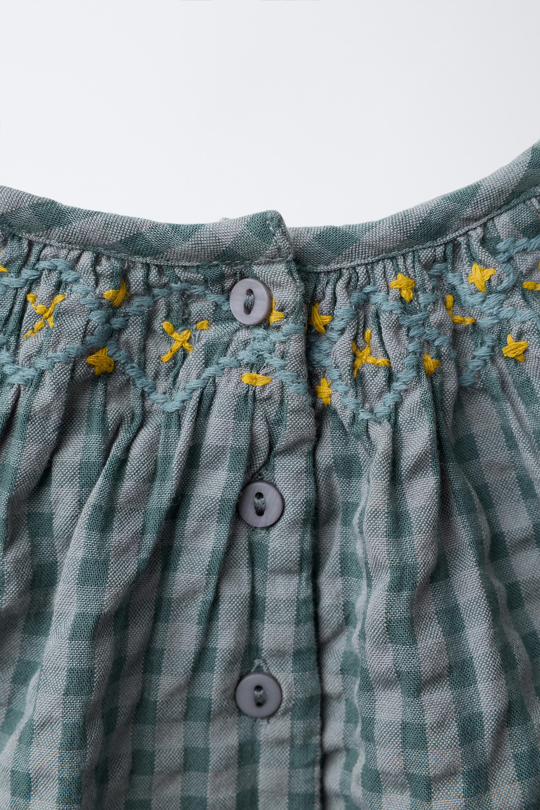 PLAID EMBROIDERED ROMPER