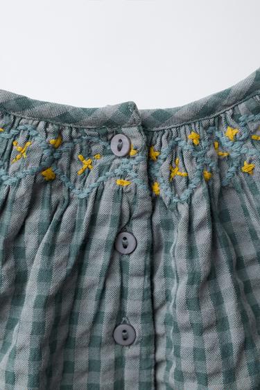 BODY À CARREAUX BRODÉ - Bleu / Gris de Zara - Image 3
